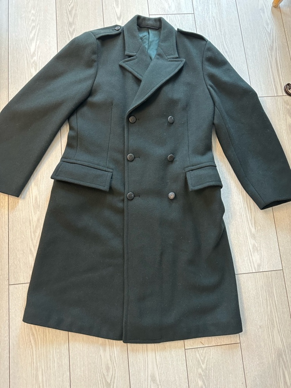 Men's Double-Breasted Pea Coat - Dark Green